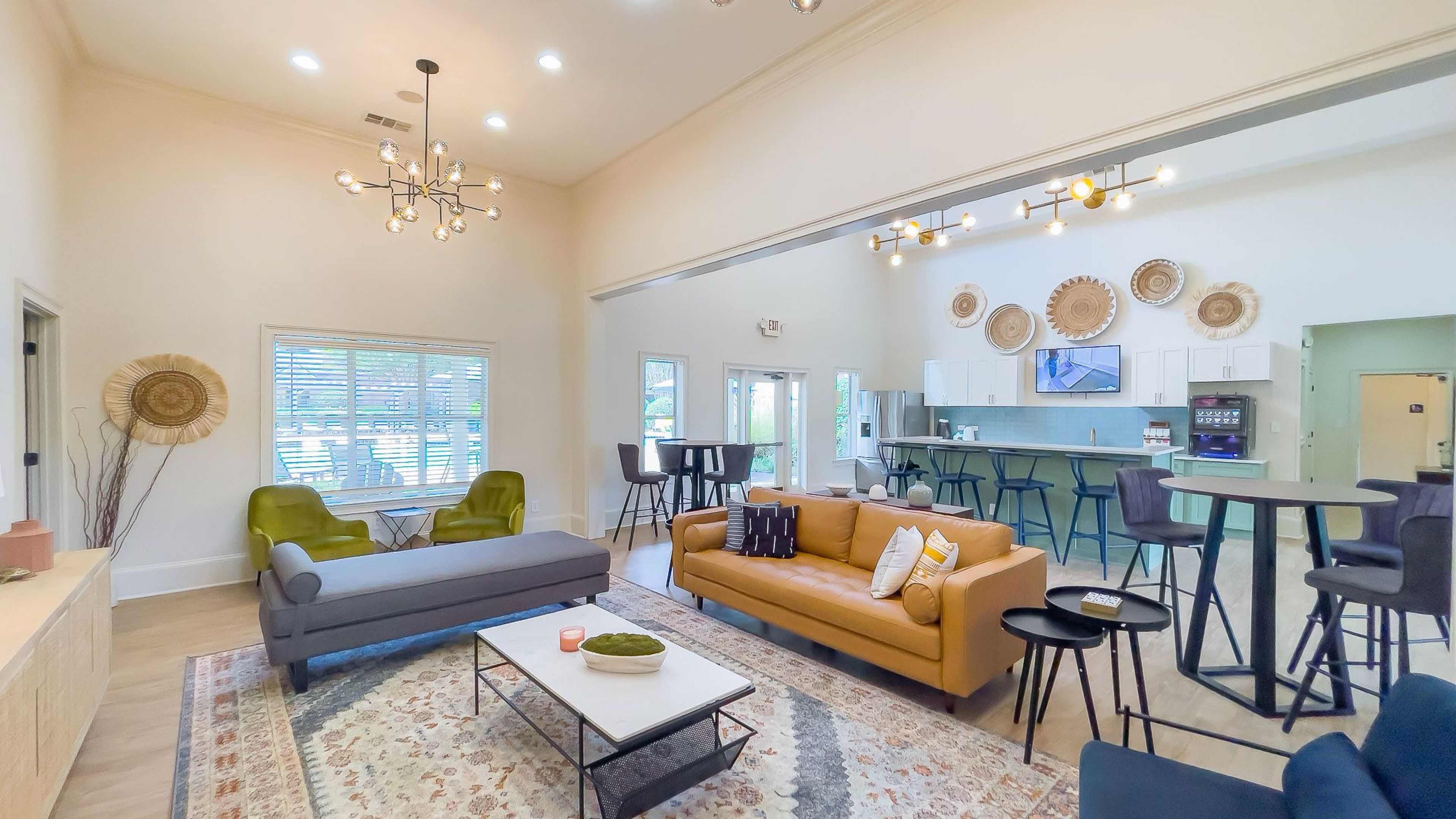 Hawthorne at Kennesaw resident clubhouse amenity with seating area and beautiful finishes